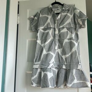 Hunter Bell Black And White Textured Addison Shirt Dress - Size M